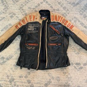 Rare Harley Davidson Vtg men's VR1000 Racing black leather jacket with liner